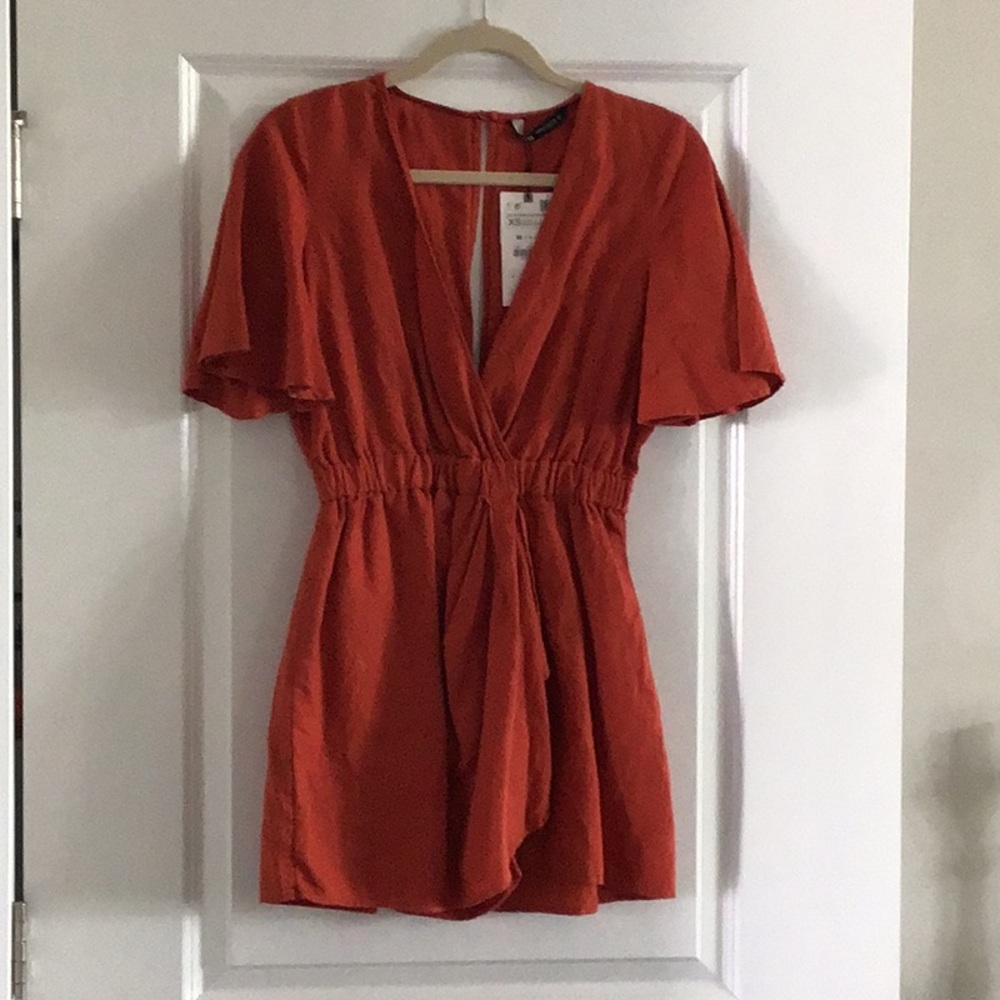Burnt Orange Short Sleeve Romper